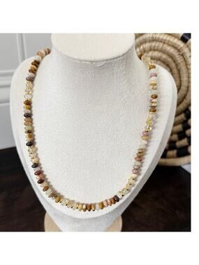 Second Bloom Studio Mexican Agate Topaz Necklace 19.25" Gold Magnetic Artisan
